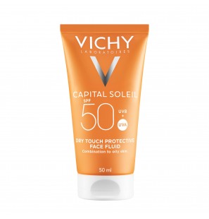Vichy Capital Soleil Émulsion Anti-Brillance Toucher Sec SPF50 Peau Sensible Mixte à Grasse | 50ml